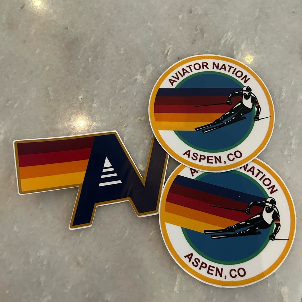 Set of 3 Aviator Nation Aspen Ski Stickers Set